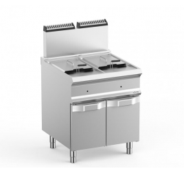 2x14 literes MBM álló, gázüzemű olajsütő leeresztőcsappal